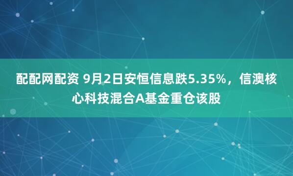 配配网配资 9月2日安恒信息跌5.35%,信澳核心科技混合A基金重仓该股