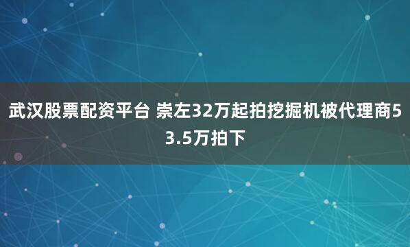 武汉股票配资平台 崇左32万起拍挖掘机被代理商53.5万拍下